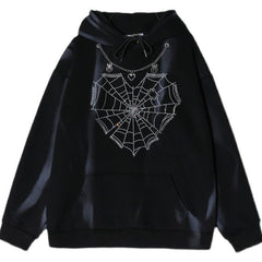 Heart Spider Velvet Oversize Thick Hoodie