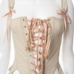 Strappy Cross Lace-Up Corset