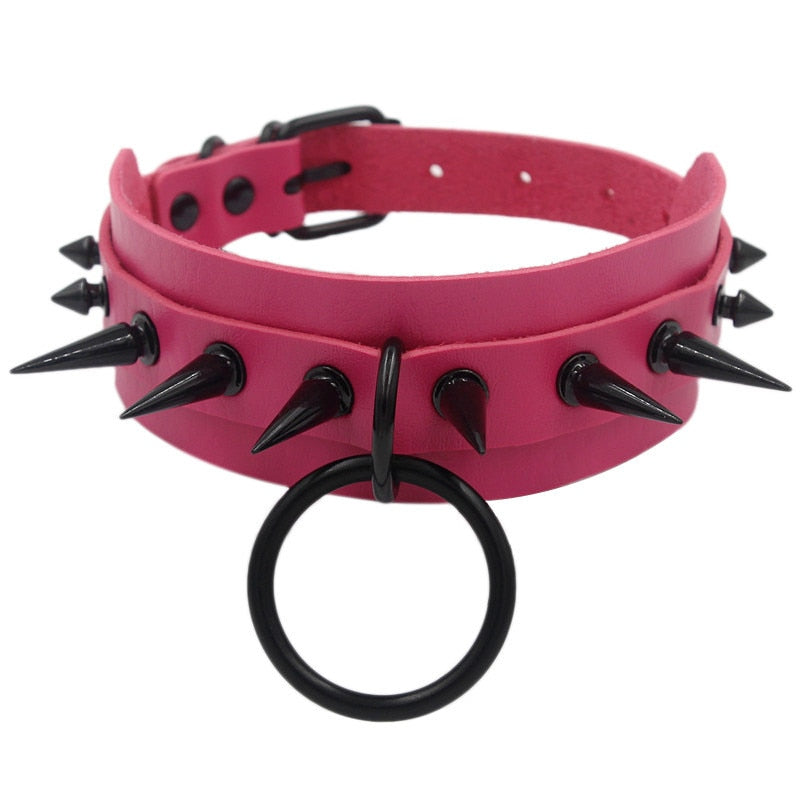 Gothic Punk O-ring Spike Collar Studded