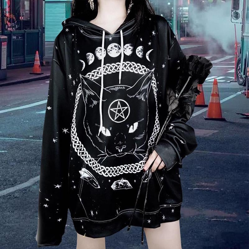 Gothic Black Cat Astral Hoodies