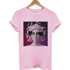 Medusa Sculpture Pink Vaporwave Print  T-Shirt