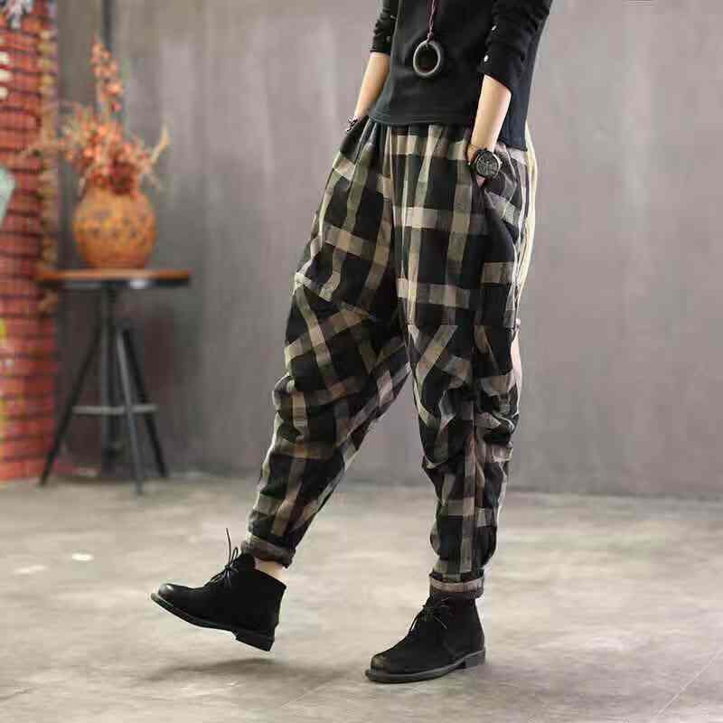 Vintage Checkered Pattern Pants