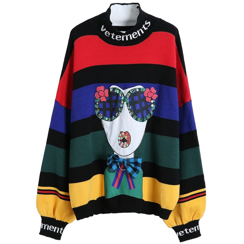 Rainbow Cartoon Knitted Sweater