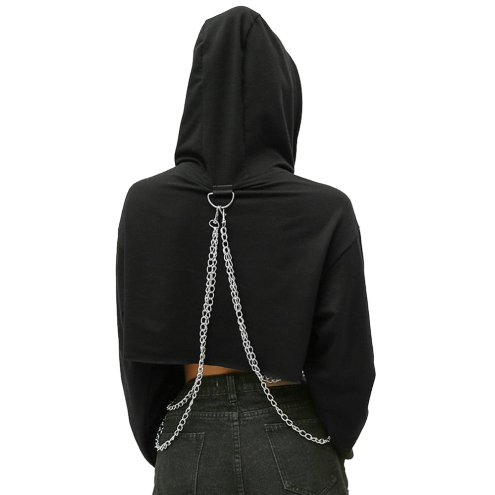 Street Hooded Cut off Hoodie Top