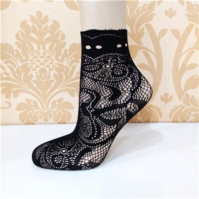 Elegant Lace Ruffle Fishnet Mesh Short Socks