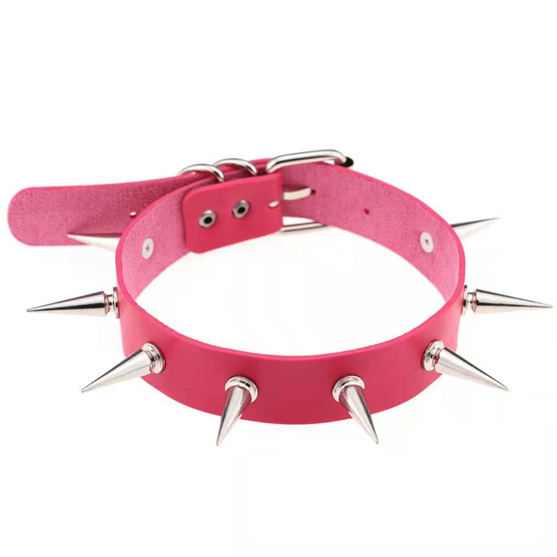 Punk Gothic Leather Spike Collar