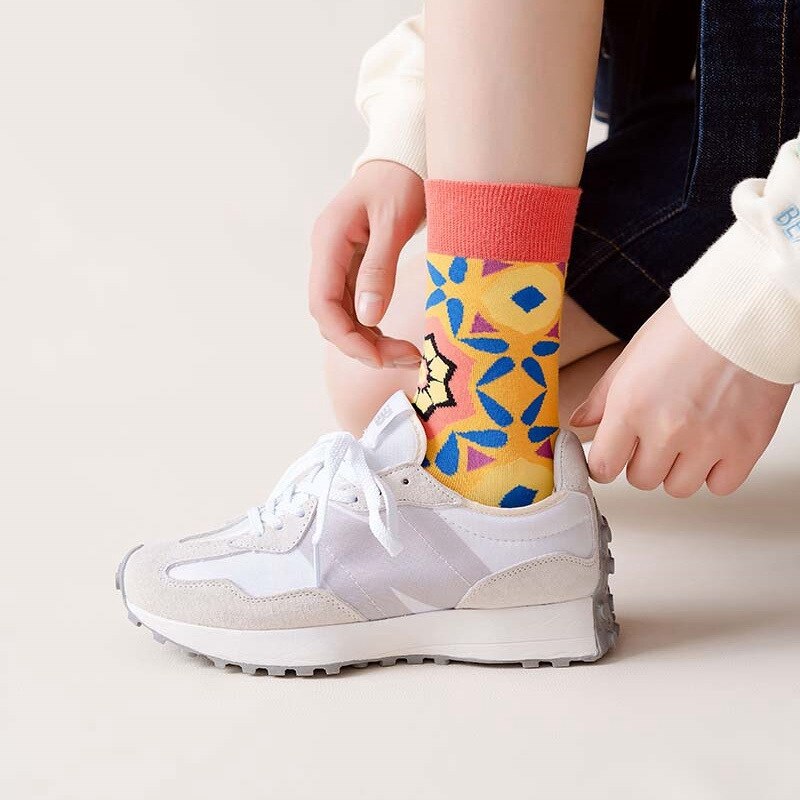 Geometric Florets Colorful Socks