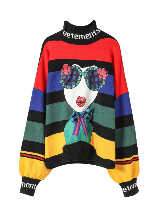 Rainbow Cartoon Knitted Sweater