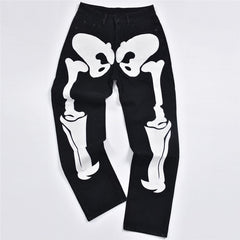 Bones Embroidery Loose Pants