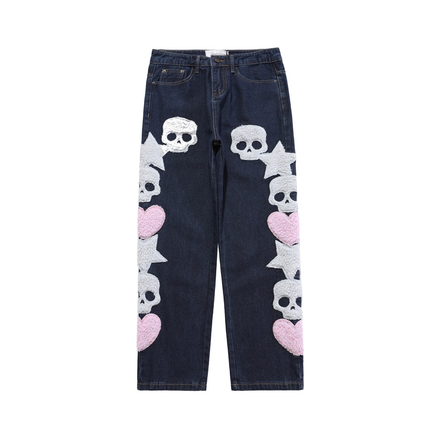 Skull Embroidery Straight Pants