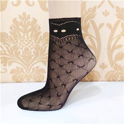 Elegant Lace Ruffle Fishnet Mesh Short Socks