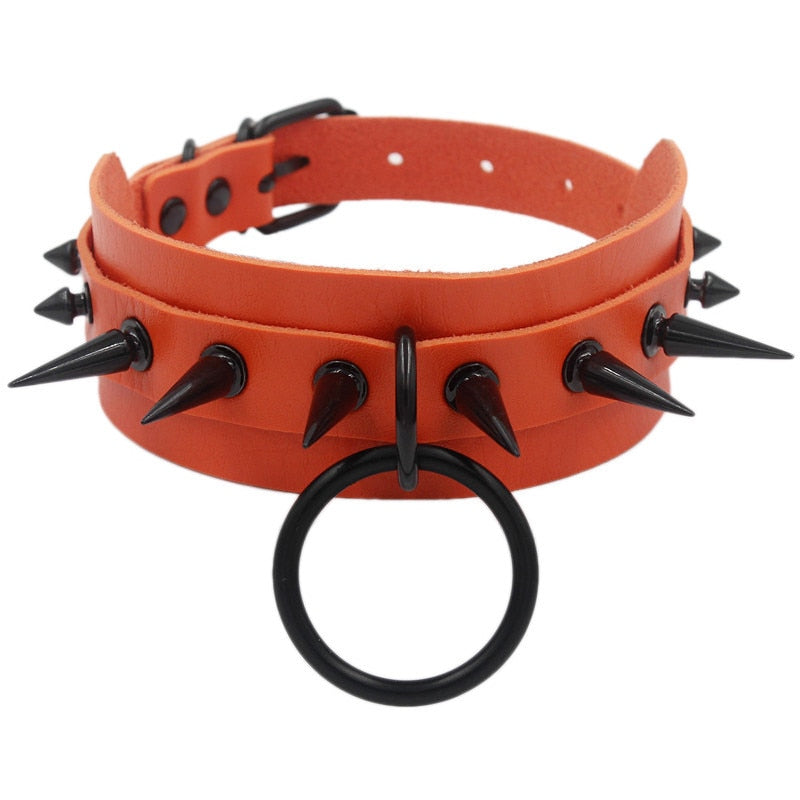 Gothic Punk O-ring Spike Collar Studded