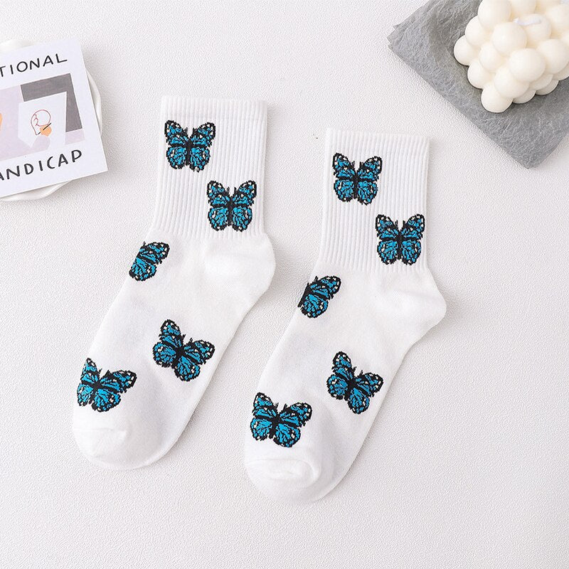 Butterfly Middle-Tube Sock