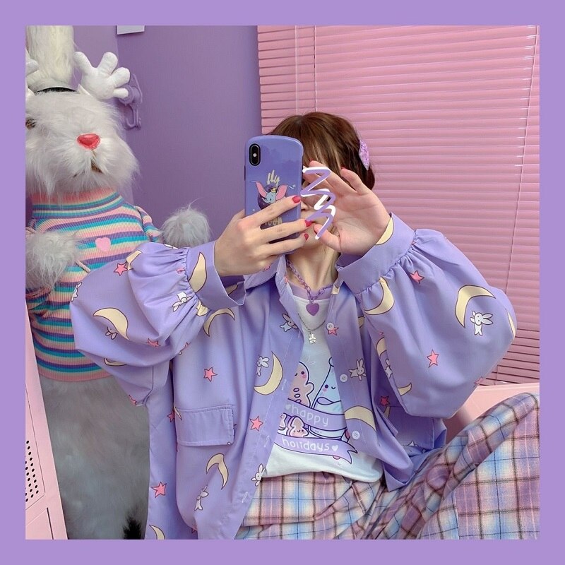 Korean Kawaii Moon Rabbit Shirt