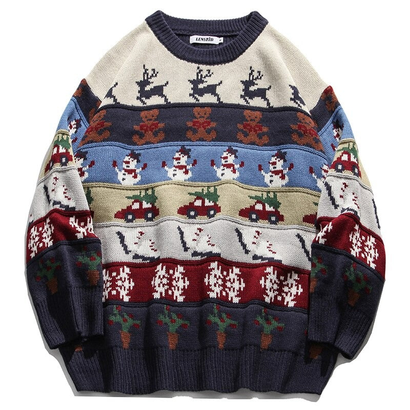 Christmas Elk Snowman Crewneck Sweaters