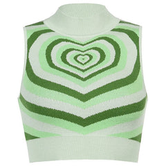 Striped Heart Knitted Vest