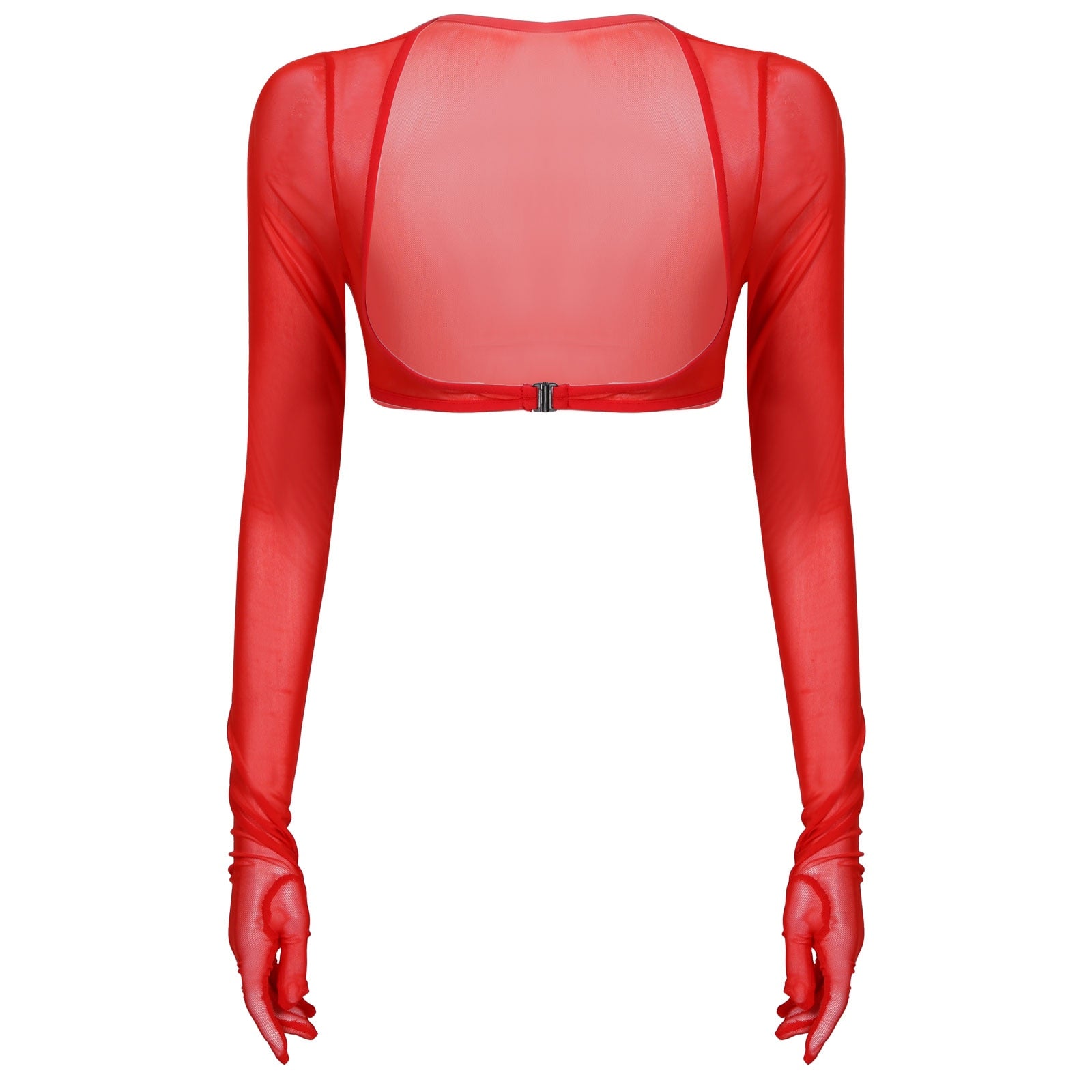 Solid Color See-through Gloves Crop Tops