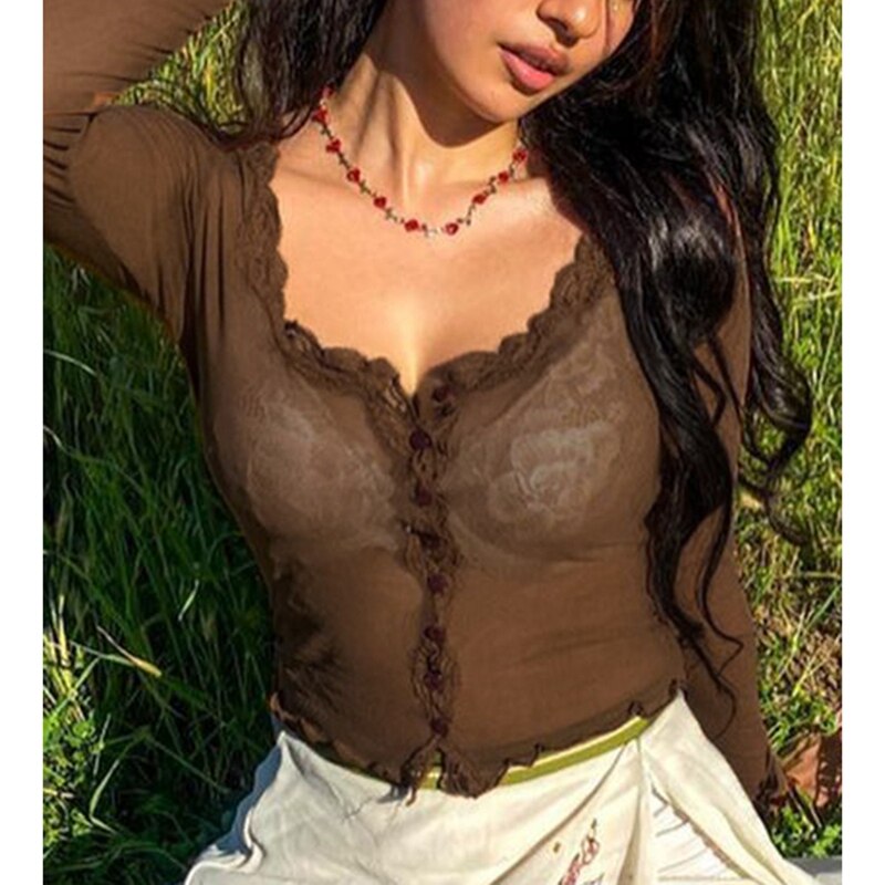 See Through Lace Up Mesh