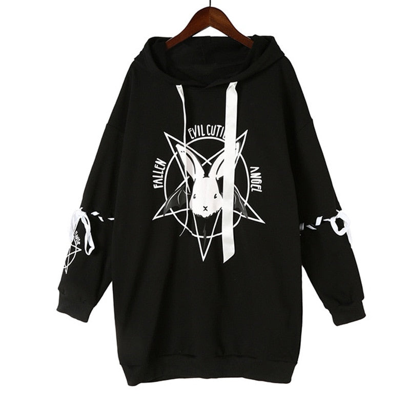 Cartoon Rabbit Pentacle Gothic Hoodie