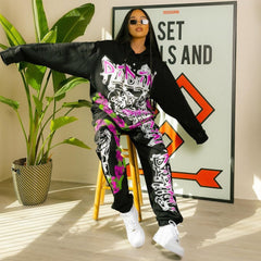 Graffiti Dice Hip Hop Two-piece Sweatshirt & Sweatpant