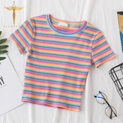 Rainbow Striped Harajuku Tshirt