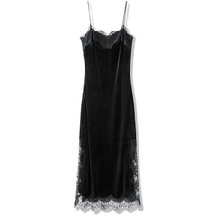 Velvet Goth Vintage Lace Long Dress