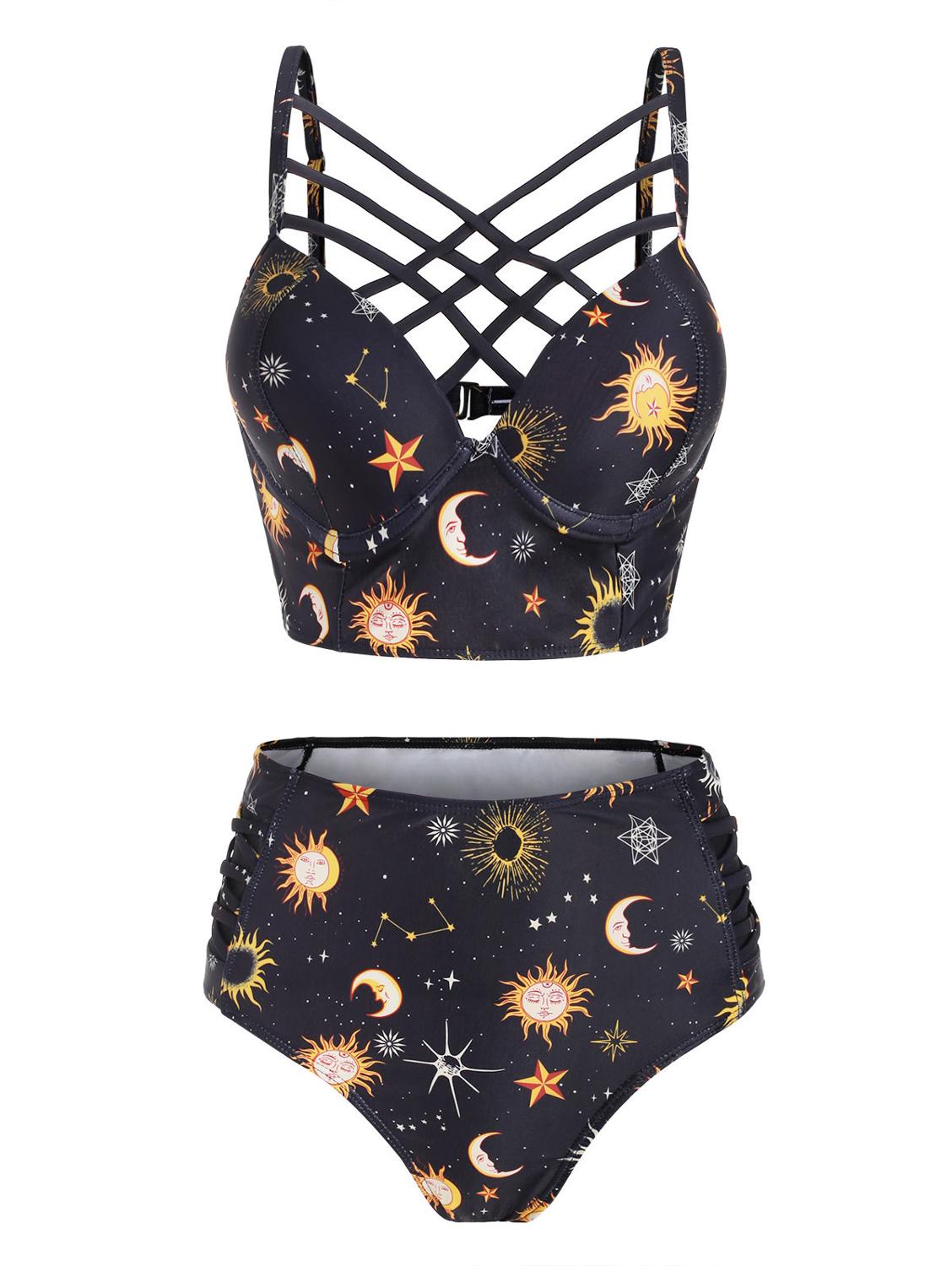 Lace-up Celestial Bodies Tankini