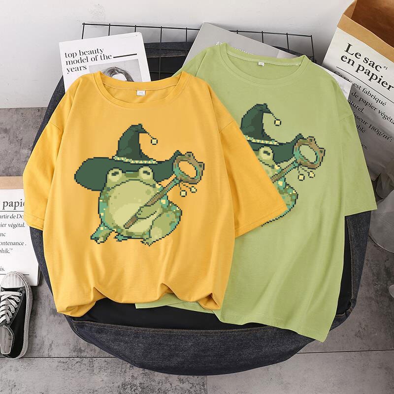 Pixel Wizard Frog Printed T-shirt