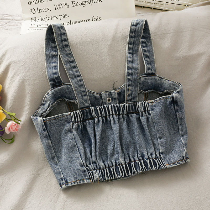 Denim Button-Up Crop Top