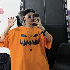 Harajuku Pumpkin Print T-Shirt