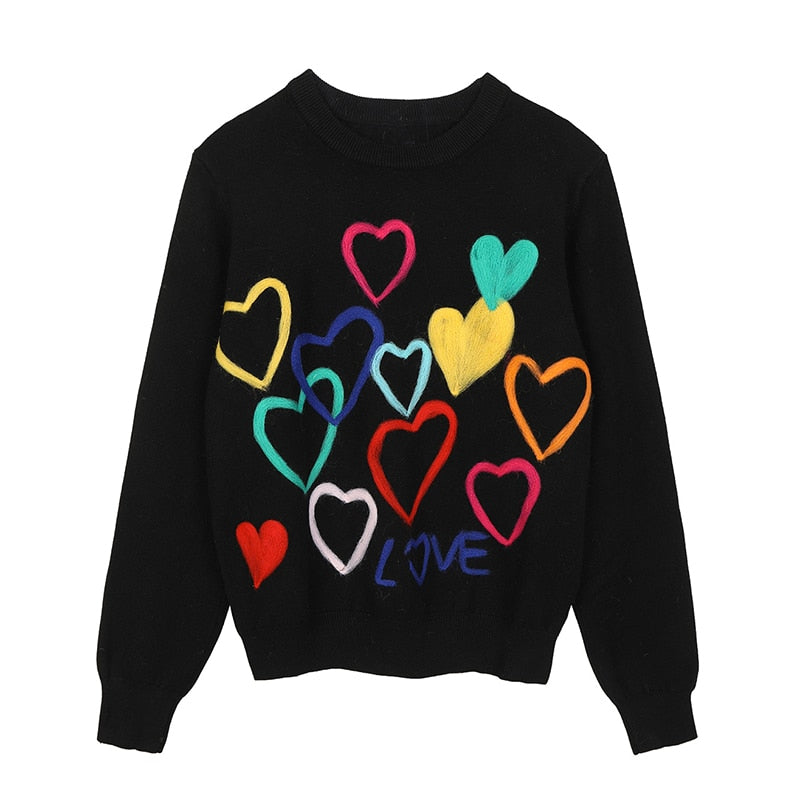 Colorful Heart Love Sweater