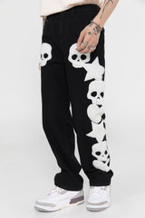 Skull Embroidery Straight Pants