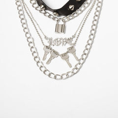 Layers Spike Love Key Necklace