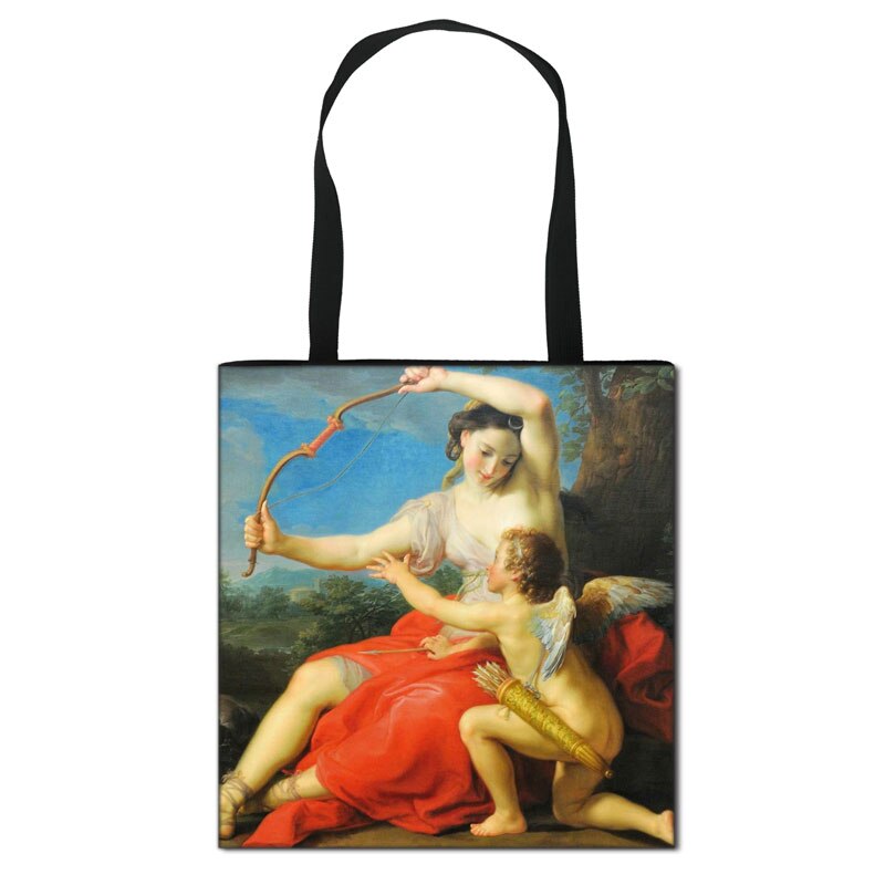 Vintage Fantasy Painting Fairy and Angel Large Capacity Shopping Bag