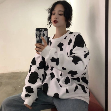 Cute Cow Animal Print Sweatshirt