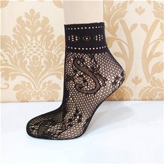 Elegant Lace Ruffle Fishnet Mesh Short Socks