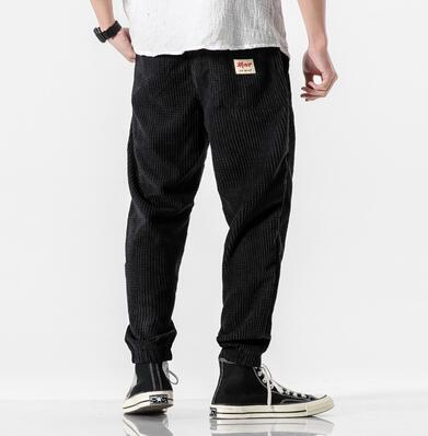 Solid Color Corduroy Ankle Sweatpants