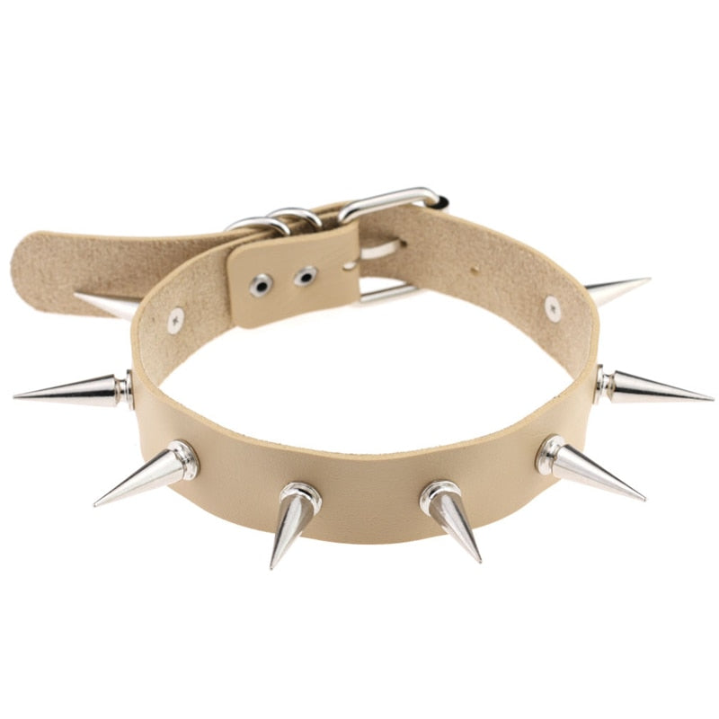 Punk Gothic Leather Spike Collar