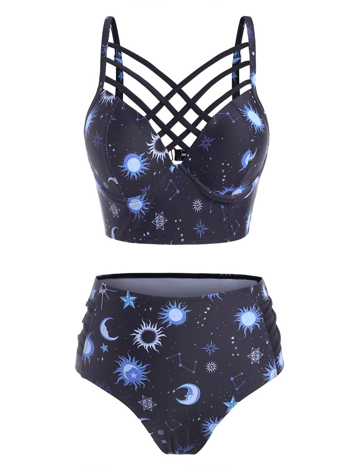 Lace-up Celestial Bodies Tankini