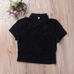 Hollow Sleeve Crop-Top