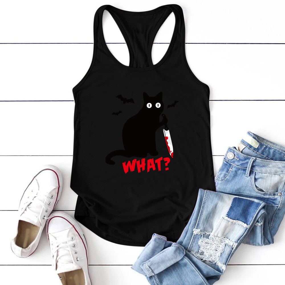 Gothic Cat Knife Bats What  Tank Top