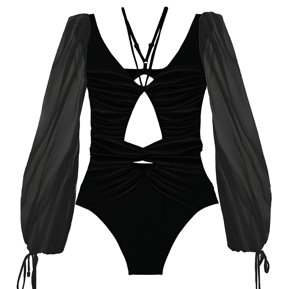 Long Sleeve Ruffle Swimsuit