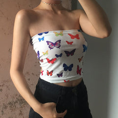 Butterfly Velvet Tube Top