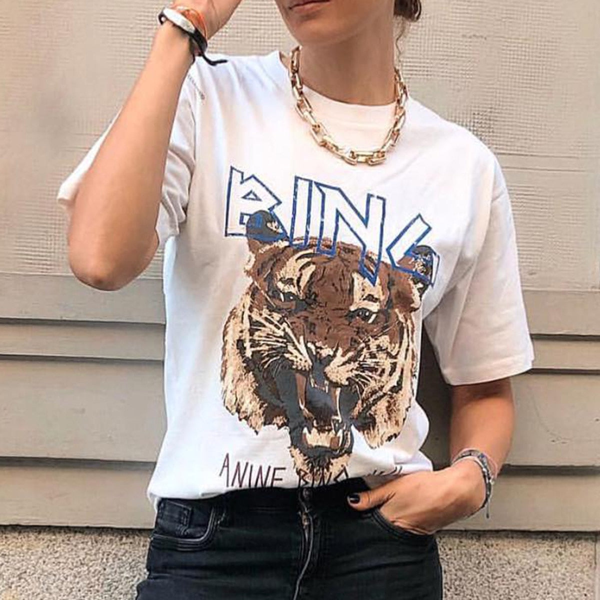 Boho Black Tiger Head T-Shirt