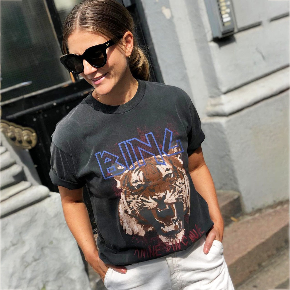 Boho Black Tiger Head T-Shirt