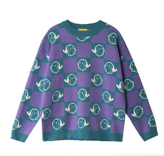 Olivia, Cartoon Pattern O Neck Knitted Sweater