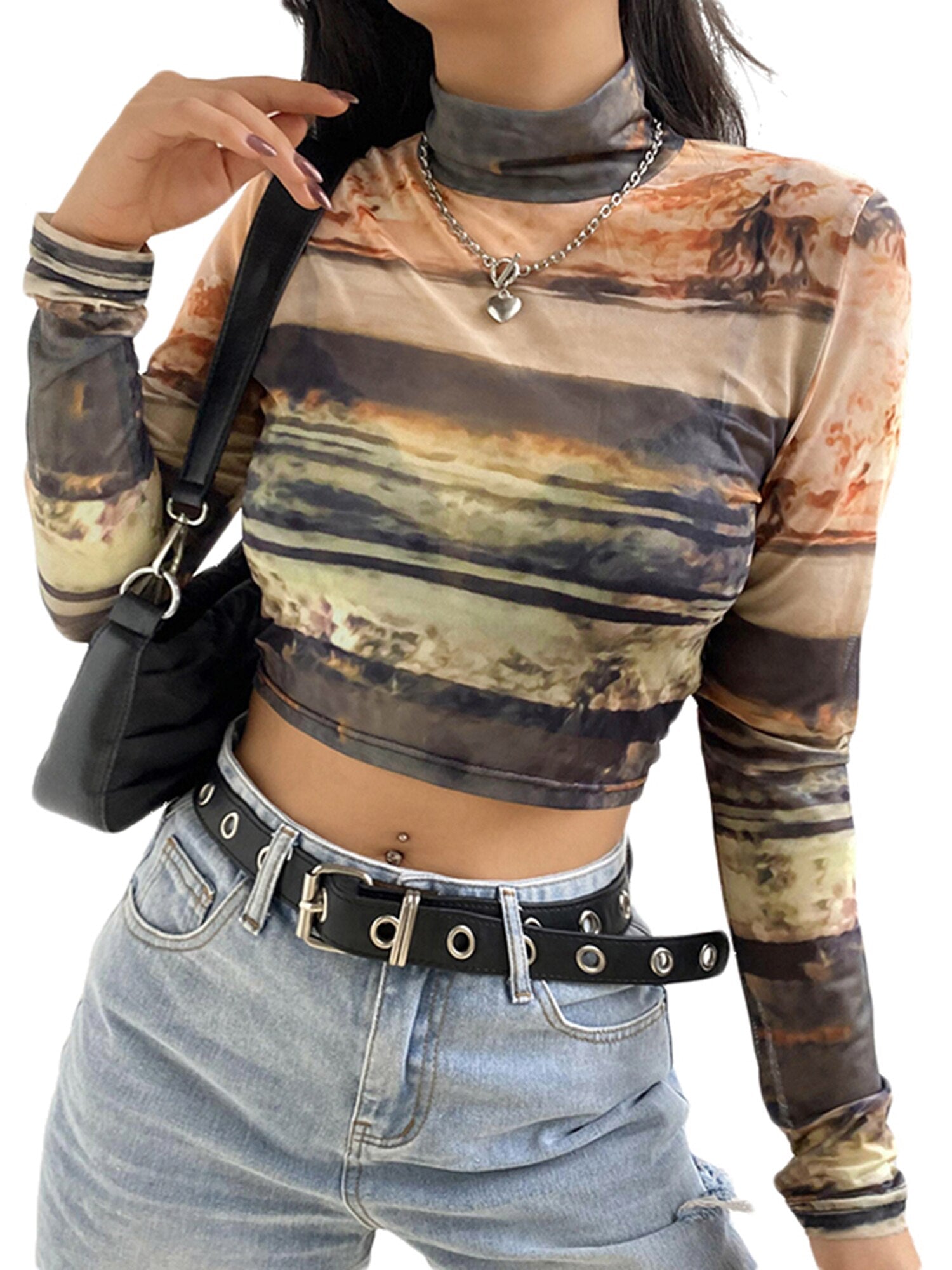 Sheer Mesh Crop Tops