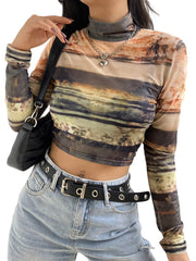 Sheer Mesh Crop Tops