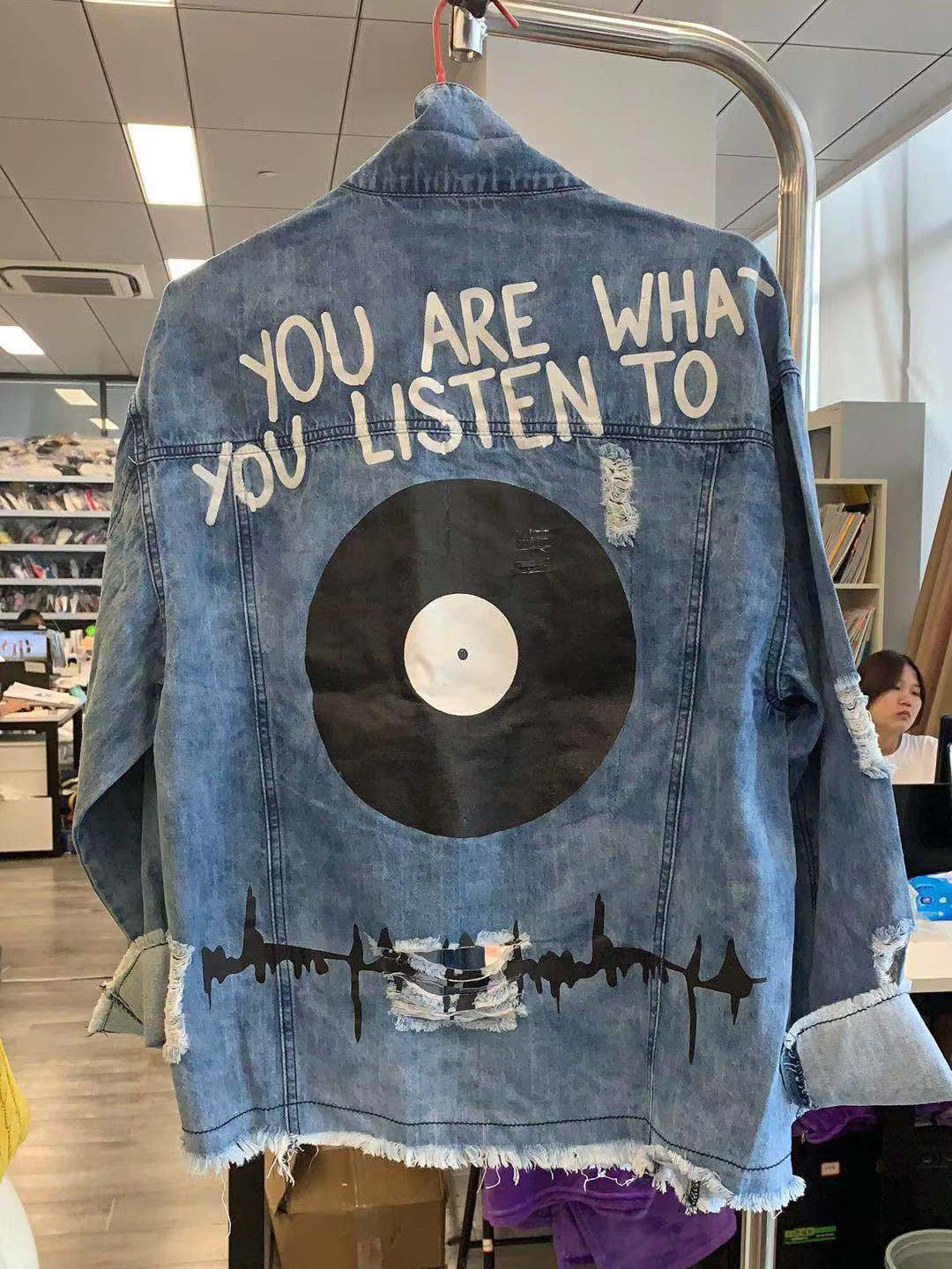 Aesthetic Vinyl Disc Denim Jacket