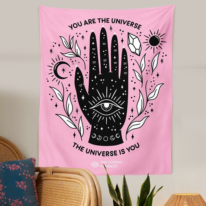 Pink Bohemian Magic Hand  Tapestry